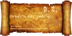 Urbán Kálmán névjegykártya
